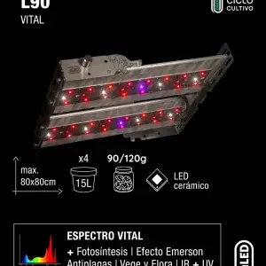 Lámpara LED L90 Vital de alta eficiencia para crecimiento y floración