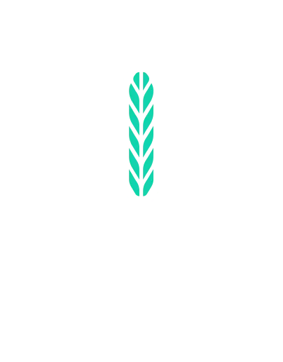 Isotipo minimalista en forma de espiga verde de Ciclo Cultivo